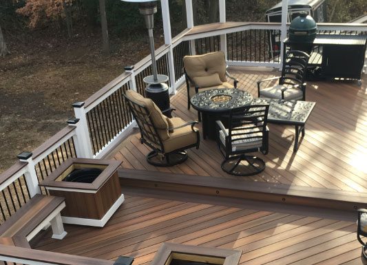 Deck building with firepit area