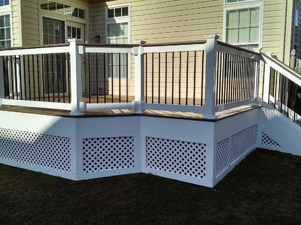 First story deck with white lattice work beneath it