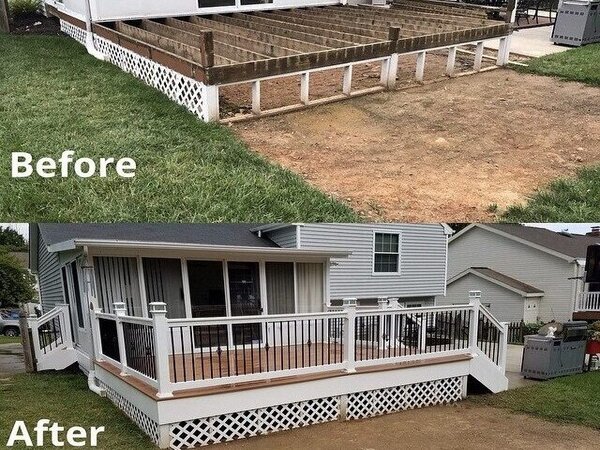 Before and after deck renovation