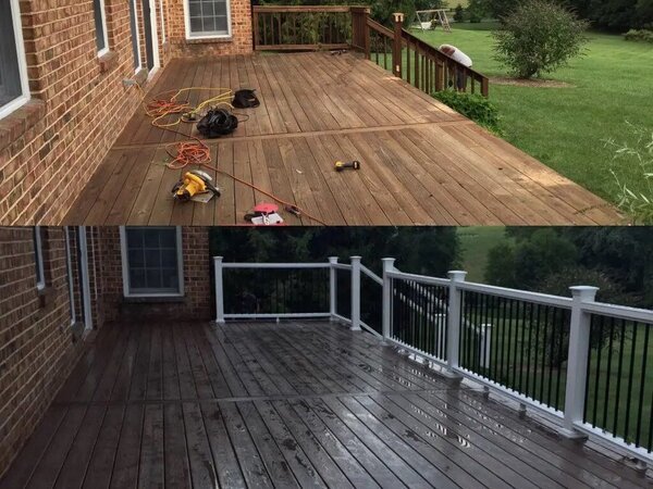 Before and after redoing a deck