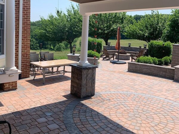 The cost for patios like this large and complex one are higher